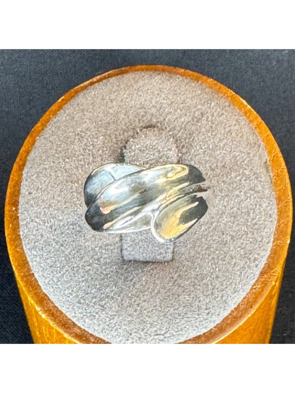 VTG Sterling Silver 925 Scalloped Wave Wrapover Style Band Ring Size 5.75